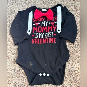 Baby Valentines Day Onesie with Red Bow Tie 3-6 Months